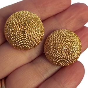 Vintage Napier Rich Textured  Dome Screw Back Earrings
